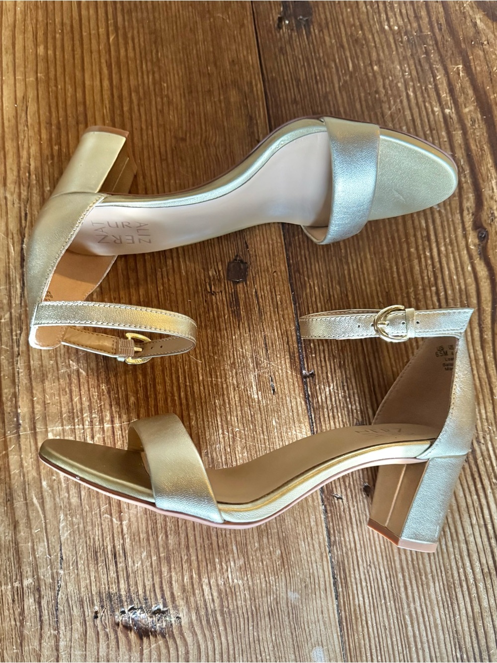 Naturalizer Vera Sandal in Gold Metallic Leather